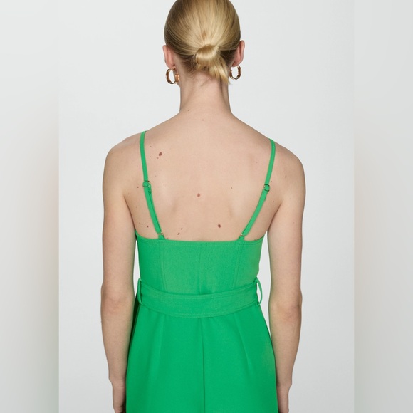 Mango green bow long jumpsuit NWT - Picture 4 of 4